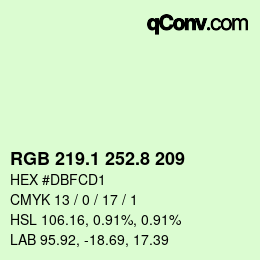 Color code: RGB 219.1 252.8 209 | qconv.com