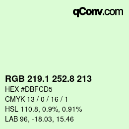Color code: RGB 219.1 252.8 213 | qconv.com