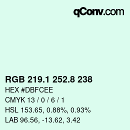 カラーコード: RGB 219.1 252.8 238 | qconv.com