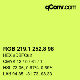 カラーコード: RGB 219.1 252.8 98 | qconv.com