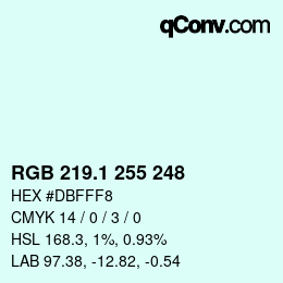 カラーコード: RGB 219.1 255 248 | qconv.com