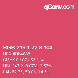 カラーコード: RGB 219.1 72.8 104 | qconv.com