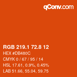 Farbcode: RGB 219.1 72.8 12 | qconv.com