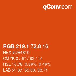 カラーコード: RGB 219.1 72.8 16 | qconv.com