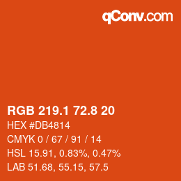 カラーコード: RGB 219.1 72.8 20 | qconv.com