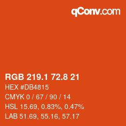 カラーコード: RGB 219.1 72.8 21 | qconv.com