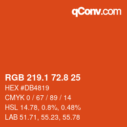 カラーコード: RGB 219.1 72.8 25 | qconv.com