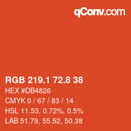 カラーコード: RGB 219.1 72.8 38 | qconv.com