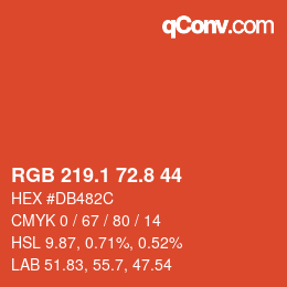カラーコード: RGB 219.1 72.8 44 | qconv.com