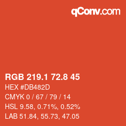 カラーコード: RGB 219.1 72.8 45 | qconv.com