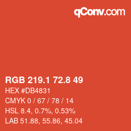 カラーコード: RGB 219.1 72.8 49 | qconv.com