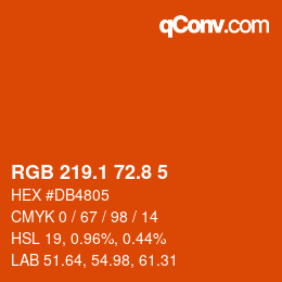 カラーコード: RGB 219.1 72.8 5 | qconv.com
