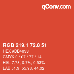 Color code: RGB 219.1 72.8 51 | qconv.com
