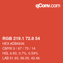 カラーコード: RGB 219.1 72.8 54 | qconv.com