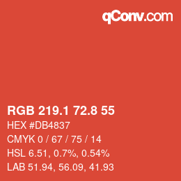 カラーコード: RGB 219.1 72.8 55 | qconv.com