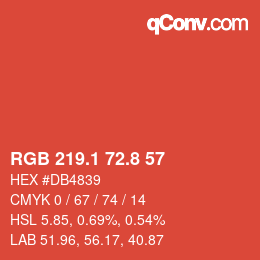 カラーコード: RGB 219.1 72.8 57 | qconv.com