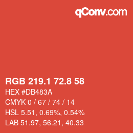 カラーコード: RGB 219.1 72.8 58 | qconv.com