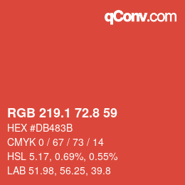 カラーコード: RGB 219.1 72.8 59 | qconv.com
