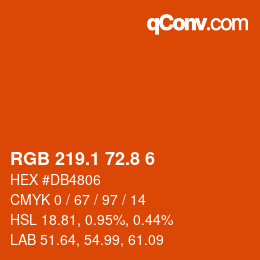 カラーコード: RGB 219.1 72.8 6 | qconv.com