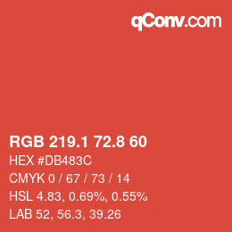 カラーコード: RGB 219.1 72.8 60 | qconv.com