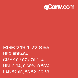 カラーコード: RGB 219.1 72.8 65 | qconv.com