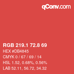 カラーコード: RGB 219.1 72.8 69 | qconv.com