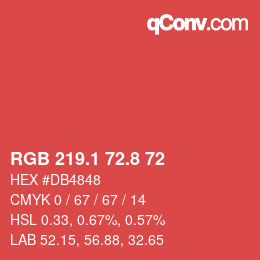 カラーコード: RGB 219.1 72.8 72 | qconv.com