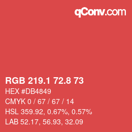 カラーコード: RGB 219.1 72.8 73 | qconv.com