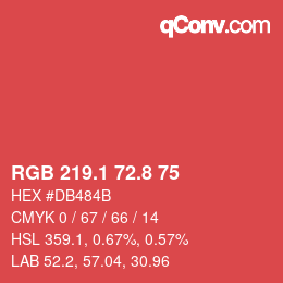 カラーコード: RGB 219.1 72.8 75 | qconv.com