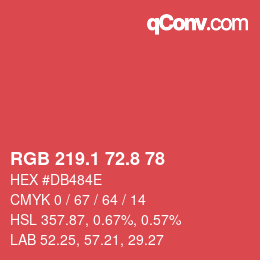 カラーコード: RGB 219.1 72.8 78 | qconv.com