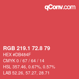 カラーコード: RGB 219.1 72.8 79 | qconv.com