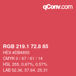 カラーコード: RGB 219.1 72.8 85 | qconv.com