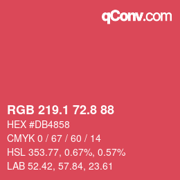 カラーコード: RGB 219.1 72.8 88 | qconv.com