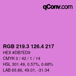 カラーコード: RGB 219.3 126.4 217 | qconv.com