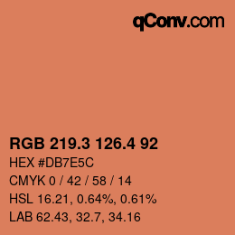 カラーコード: RGB 219.3 126.4 92 | qconv.com