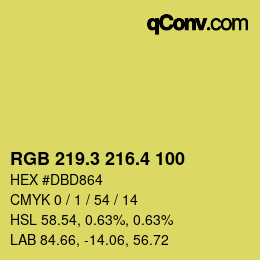 カラーコード: RGB 219.3 216.4 100 | qconv.com