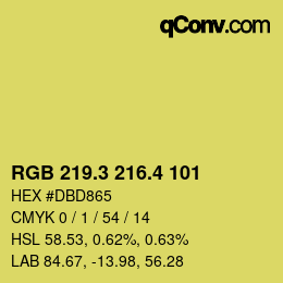 カラーコード: RGB 219.3 216.4 101 | qconv.com