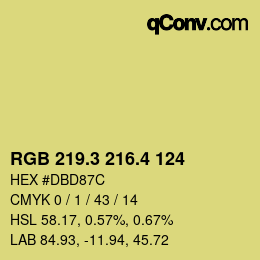 カラーコード: RGB 219.3 216.4 124 | qconv.com