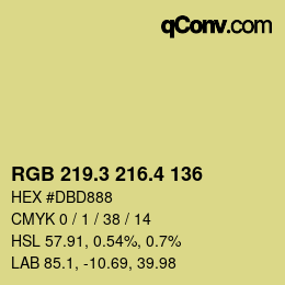 カラーコード: RGB 219.3 216.4 136 | qconv.com