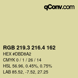 カラーコード: RGB 219.3 216.4 162 | qconv.com