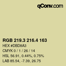 カラーコード: RGB 219.3 216.4 163 | qconv.com