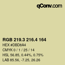 カラーコード: RGB 219.3 216.4 164 | qconv.com