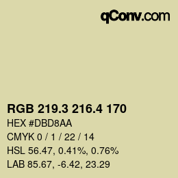 カラーコード: RGB 219.3 216.4 170 | qconv.com