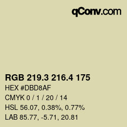 カラーコード: RGB 219.3 216.4 175 | qconv.com