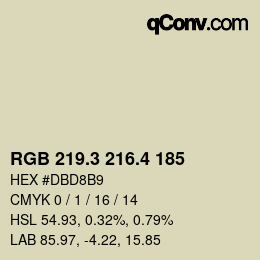 カラーコード: RGB 219.3 216.4 185 | qconv.com
