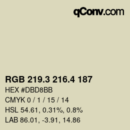 カラーコード: RGB 219.3 216.4 187 | qconv.com