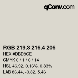 カラーコード: RGB 219.3 216.4 206 | qconv.com