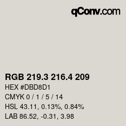 カラーコード: RGB 219.3 216.4 209 | qconv.com