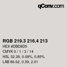 カラーコード: RGB 219.3 216.4 213 | qconv.com