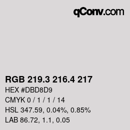 カラーコード: RGB 219.3 216.4 217 | qconv.com